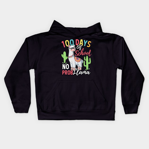 Happy 100th Day Of School No Prob Llama Gift Kids Hoodie by HCMGift